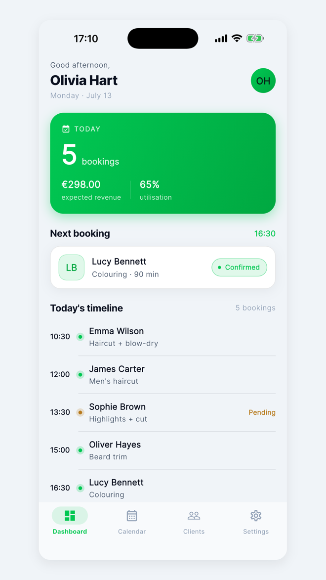Kingpointment — booking & CRM in one app